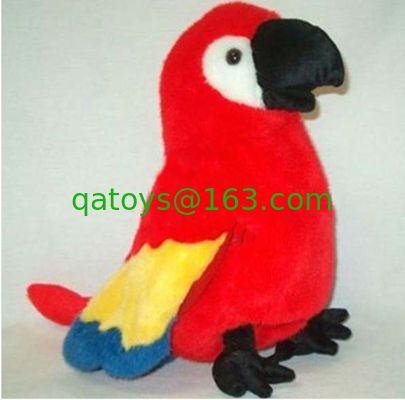 El animal relleno del loro del bosque rojo juega el juguete suave de la felpa de los niños
