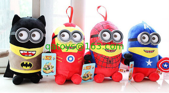 Despreciable 3 subordinados con 3D observa/hombre estupendo de los juguetes/del superhéroe de la felpa de los vengadores, Batchman, Iron Man, hombre araña