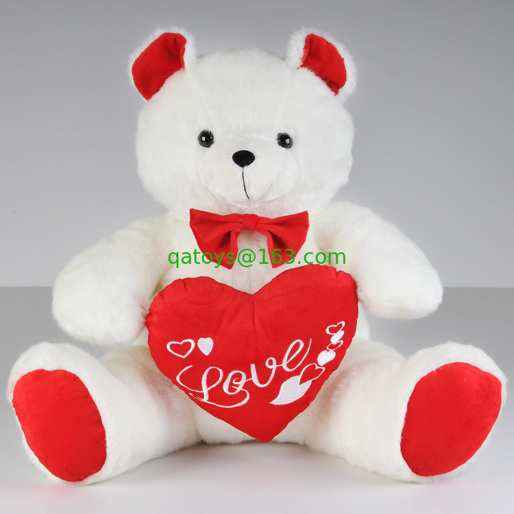 Oso de peluche relleno de los juguetes del día de tarjetas del día de San Valentín de la moda con la celebración roja del empuje del corazón