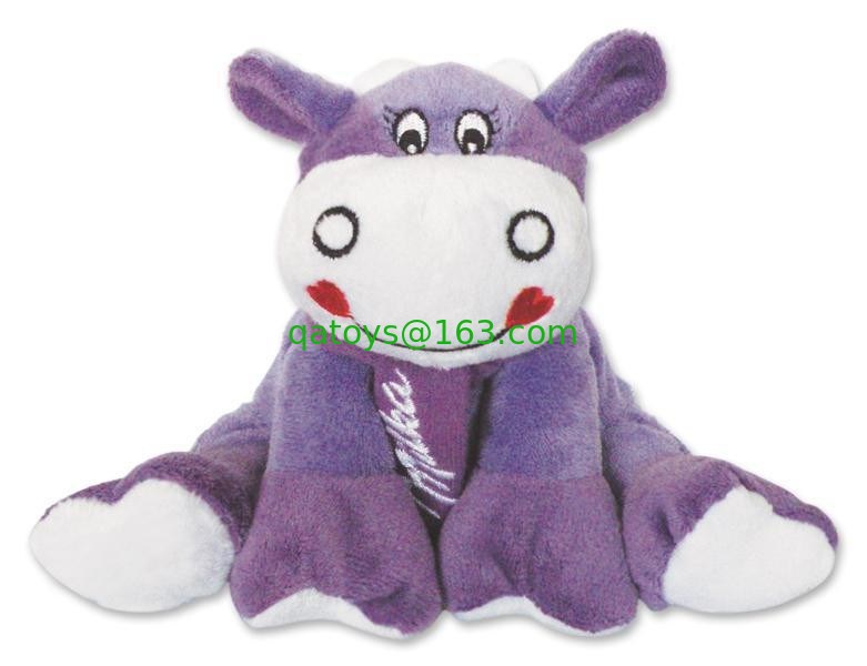 Pequeños juguetes de la felpa de Milka del peluche púrpura de la vaca para los niños de los niños