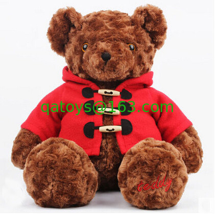 CE 30cm Juguetes de animales rellenos Oso de peluche marrón personalizado con abrigo