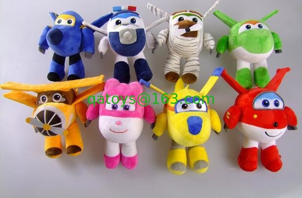 8 estilos de dibujos animados juguetes de peluche 20cm Super alas avión, color rojo / verde / amarillo
