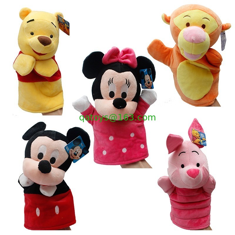 Marionetas de dedo de peluche Winnie Pooh Tigger Stitch Eyore amarillo rosa azul