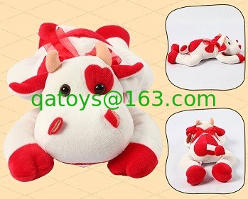 Peluches de encargo de la forma roja preciosa de la vaca de los regalos de la promoción pequeños para los niños