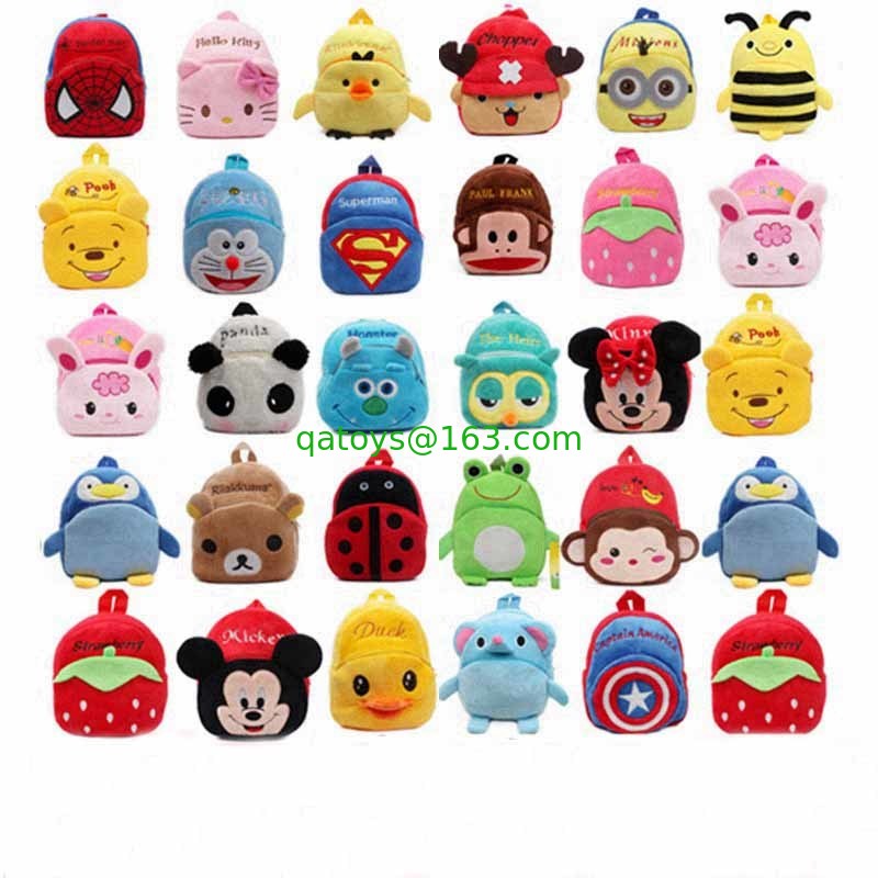 Diseño personalizado mochilas suaves de la escuela de los niños de la felpa de la historieta, los 23cm*21cm*9cm