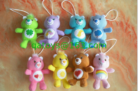 Cuidado de los osos de peluche llavero de juguete para los regalos de promoción, rojo / amarillo / púrpura / marrón