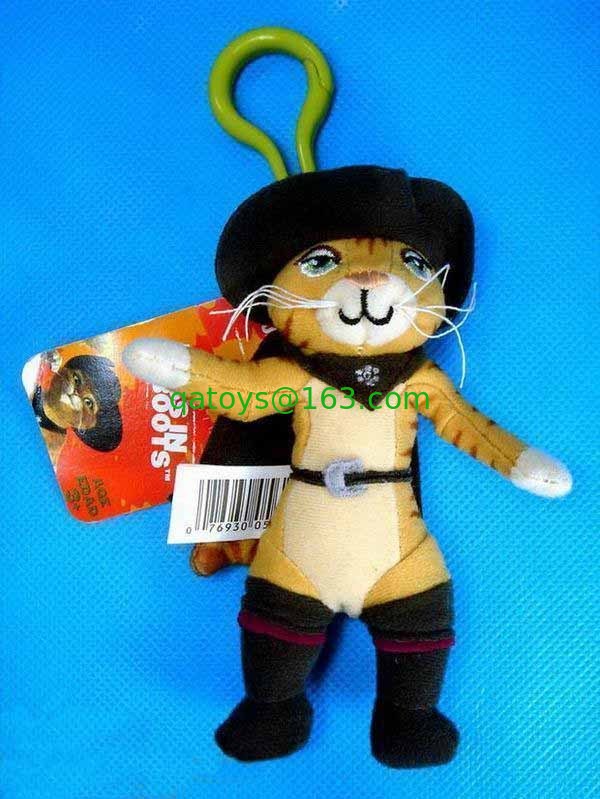 El Puss de la historieta en botas rellenó el llavero del juguete de la felpa para los regalos de la promoción