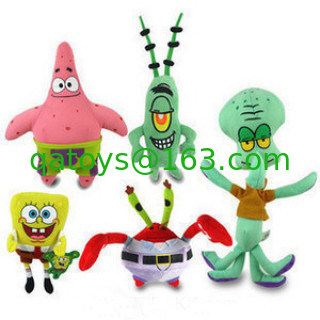 La historieta del sistema completo de la familia de SpongeBob rellenó los juguetes, rosa/verde/rojo/amarillo