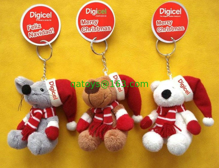 Pequeño la felpa rellena de la Navidad del llavero del oso de peluche de la ejecución colgante juega al OEM
