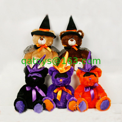 Juguetes rellenos negros y anaranjados del oso de peluche de Halloween para el partido de Halloween