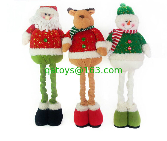Juguetes rellenos de la felpa de la Navidad de la muñeca del muñeco de nieve del reno con la pierna de Streaching