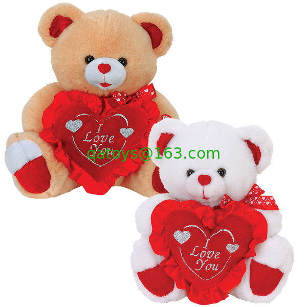 Oso de peluche lindo del día de tarjetas del día de San Valentín con los juguetes rellenos corazón del empuje de la flor