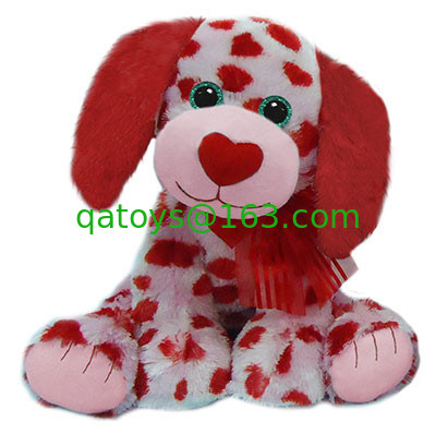 Juguetes rellenos lindos del día de tarjetas del día de San Valentín de perros de juguete de la felpa con el logotipo del bordado