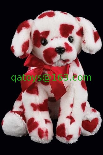 perro suave del día de tarjetas del día de San Valentín de los 25cm con los juguetes rellenos corazón rojo del empuje para los regalos