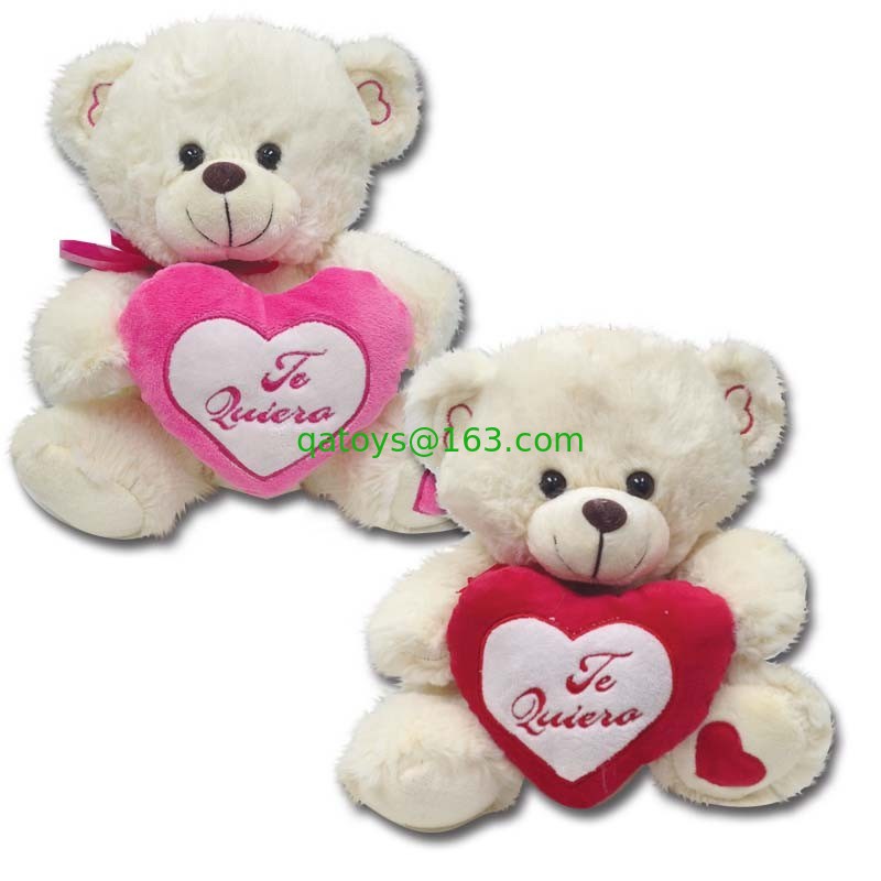 Del día de tarjetas del día de San Valentín blanco oso suave relleno de la felpa de los juguetes con el corazón rojo