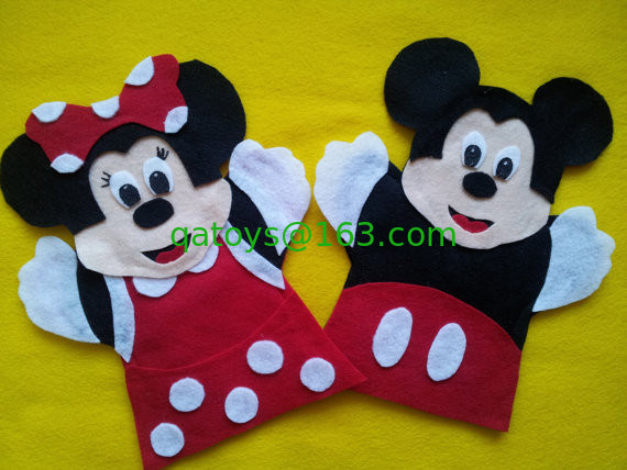 Mickey Mouse Minnie Mouse Muñecos de dedos de peluche de fieltro para regalos de promoción