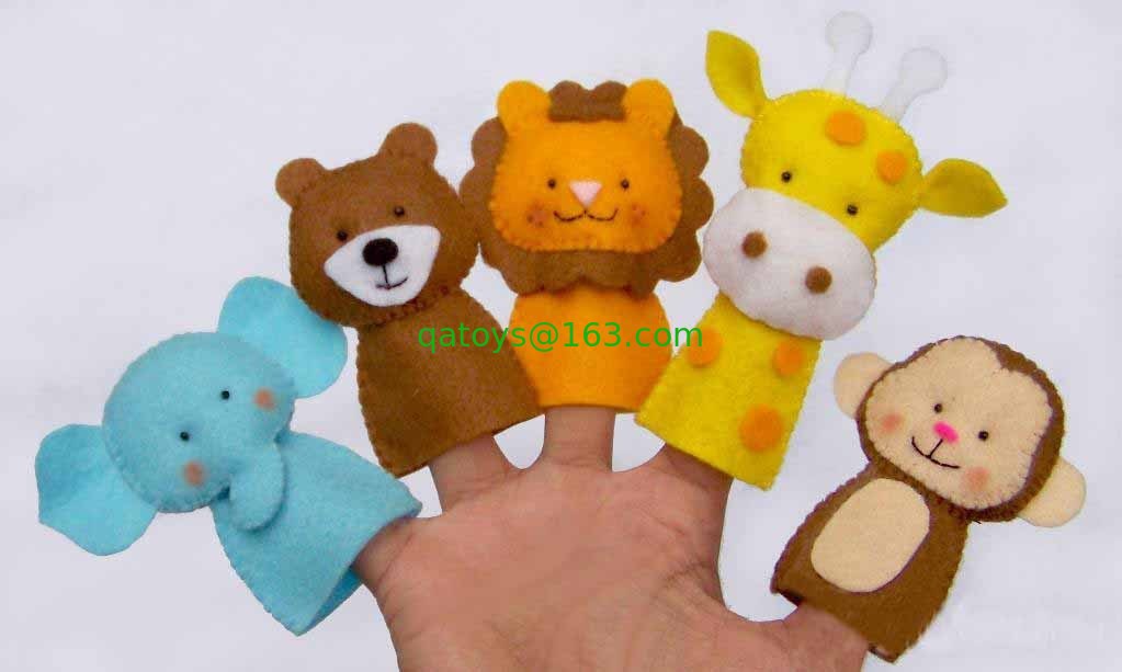 Marionetas divertidas del finger del fieltro del animal salvaje, marionetas lindas del finger del mono